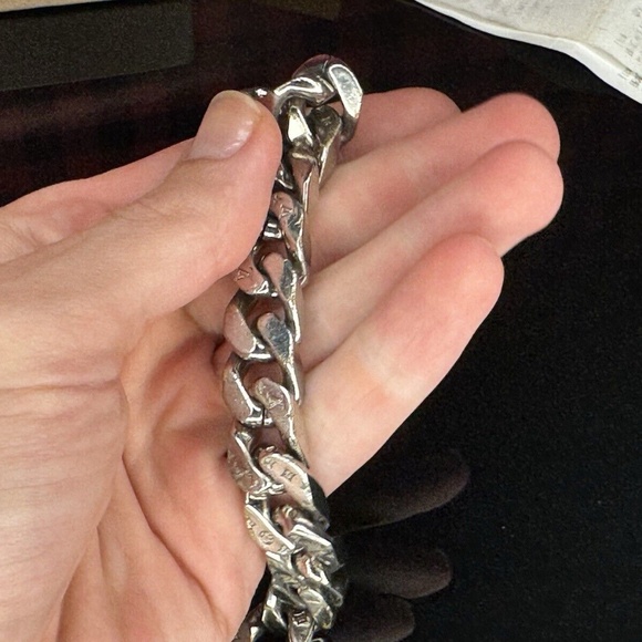 LOUIS VUITTON M68273 Brass Metal LV Chain Links M Bracelet Silver Unisex Z000621 - Picture 15 of 15